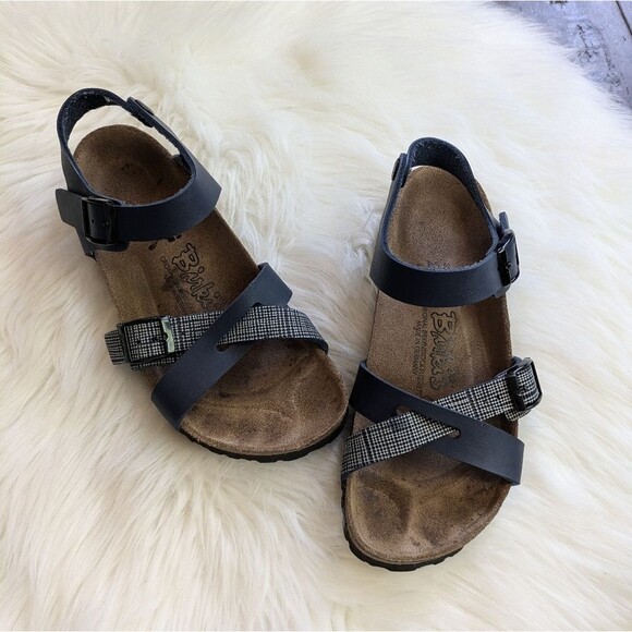 BIRKI'S Birkenstock LILLIE Criss Cross Strappy Flat Sandal Navy Blue 36 / 5 - Picture 1 of 8